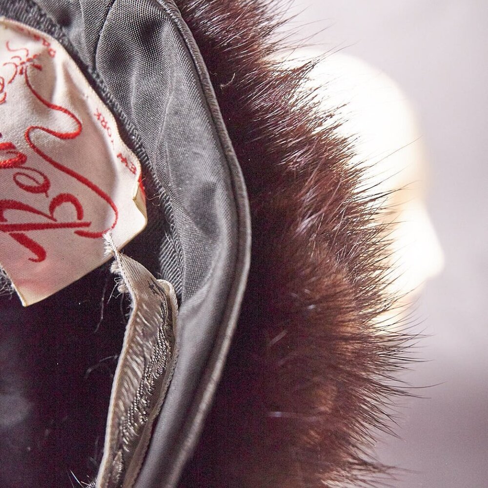 1960s Dark Brown Fur and Leather Hat